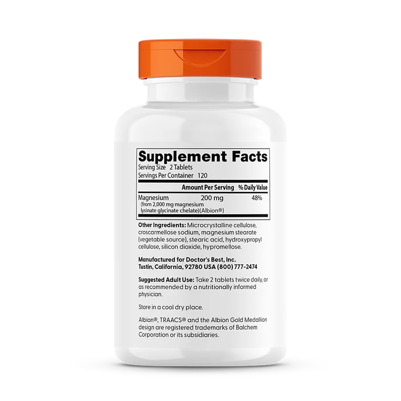 Doctor's Best Magnesium - Viên uống Magnesium Lysinate Glycinate Doctor’s Best 240 viên - Hỗ trợ thư giãn cơ, ngủ ngon, giảm chuột rút, magie dễ hấp thụ
