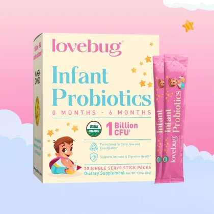 men vi sinh LoveBug - Men vi sinh LoveBug, Men vi sinh cho trẻ sơ sinh, 0-6 tháng tuổi, 1 tỷ CFU, 30 gói, mỗi gói 1,5 g