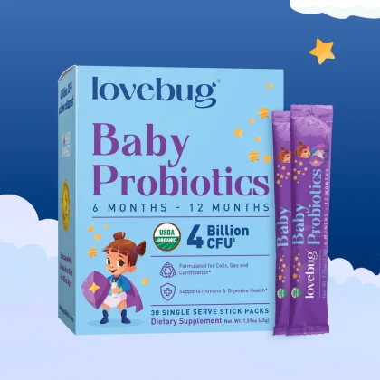 men vi sinh LoveBug - Men vi sinh LoveBug, Men vi sinh cho trẻ sơ sinh, 6-12 tháng tuổi, 4 tỷ CFU, 30 gói, mỗi gói 1,5 g