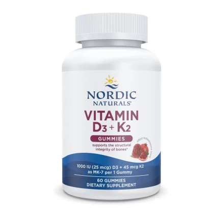 keo deo vitamin D3 K2 - Kẹo dẻo Nordic Naturals, Vitamin D3 + K2, vị lựu, 60 viên