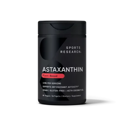 astaxanthin sports research - Viên uống Sports Research® Triple Strength Astaxanthin 12mg với dầu dừa hữu cơ - Thực phẩm bổ sung chống oxy hóa hỗ trợ sức khỏe da và mắt, 60 viên