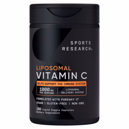 vitamin c liposomal - Viên uống bổ sung Vitamin C hàm lượng cao Sports Research - Viên nang chay thuần thực vật hỗ trợ hoạt động chống oxy hóa và tăng cường miễn dịch 180 viên