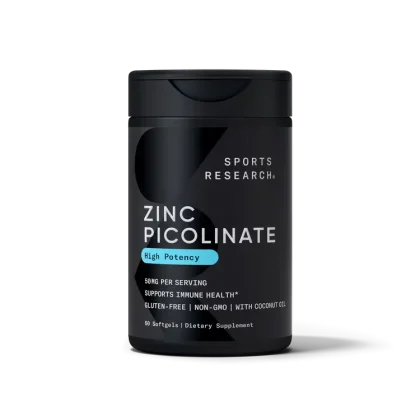 zinc picolinate sports research - Viên uống bổ sung kẽm Sports Research® Zinc Picolinate 50mg với dầu dừa hữu cơ, dễ hấp thụ giúp tăng cường chức năng miễn dịch, 90 viên